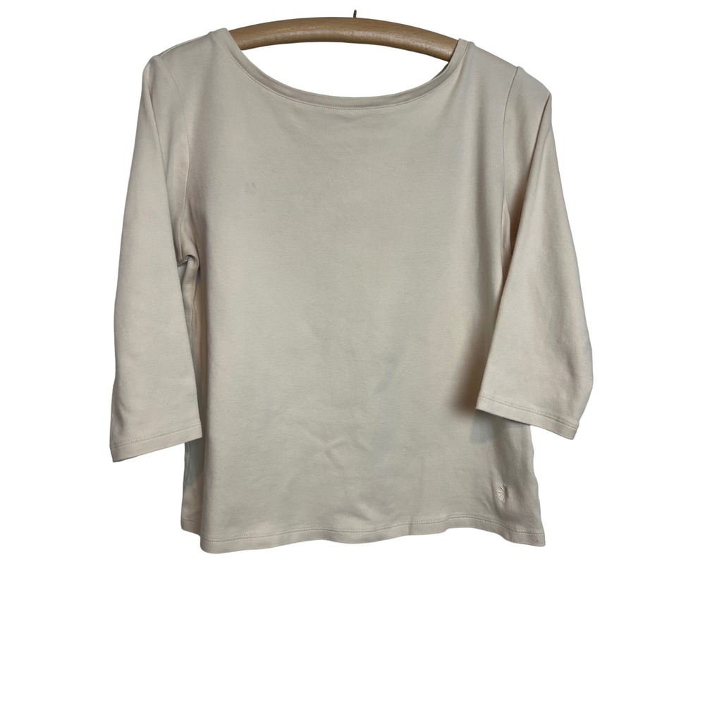 Isaac Mizrahi Live Top Women Medium Beige 3/4 Sleeve Scoop Neck Essentials A20